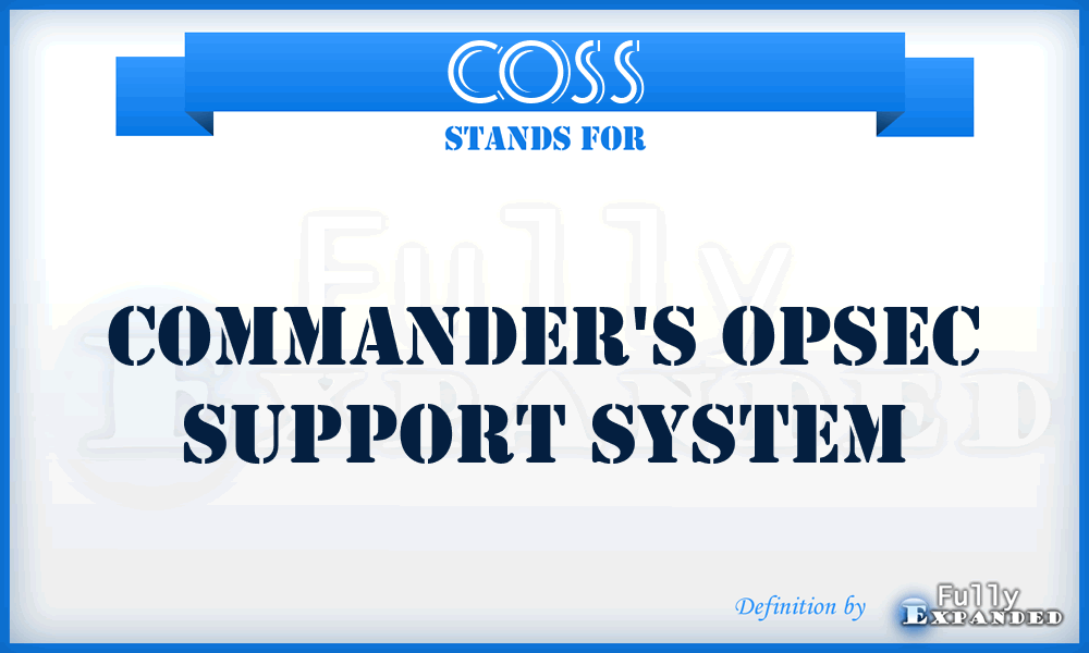 COSS - Commander's OPSEC Support System