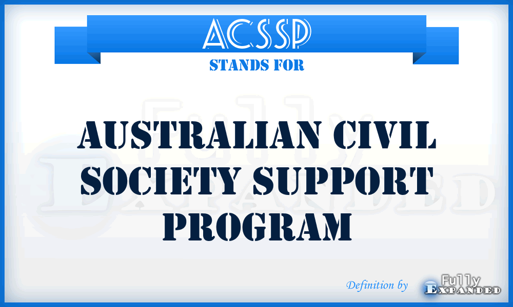 ACSSP - Australian Civil Society Support Program