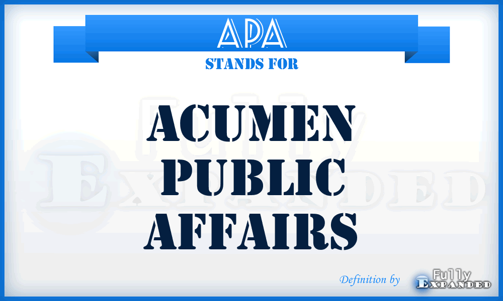 APA - Acumen Public Affairs
