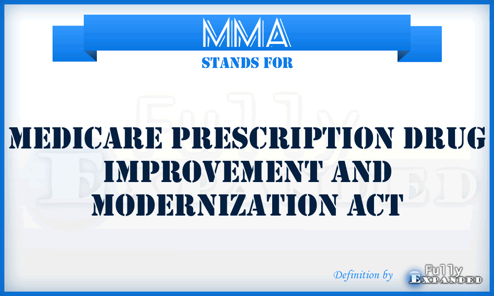 MMA - Medicare Prescription Drug Improvement and Modernization Act