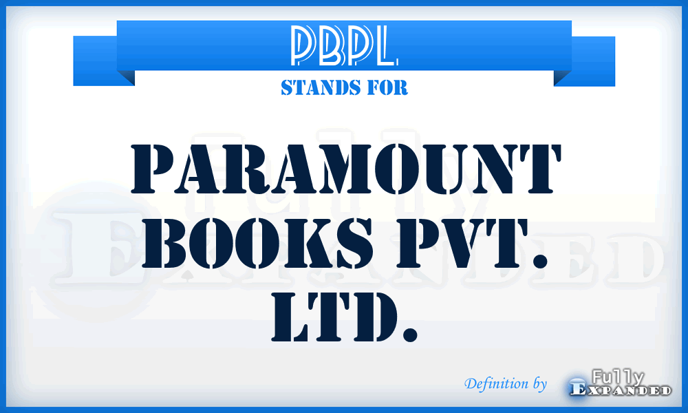 PBPL - Paramount Books Pvt. Ltd.